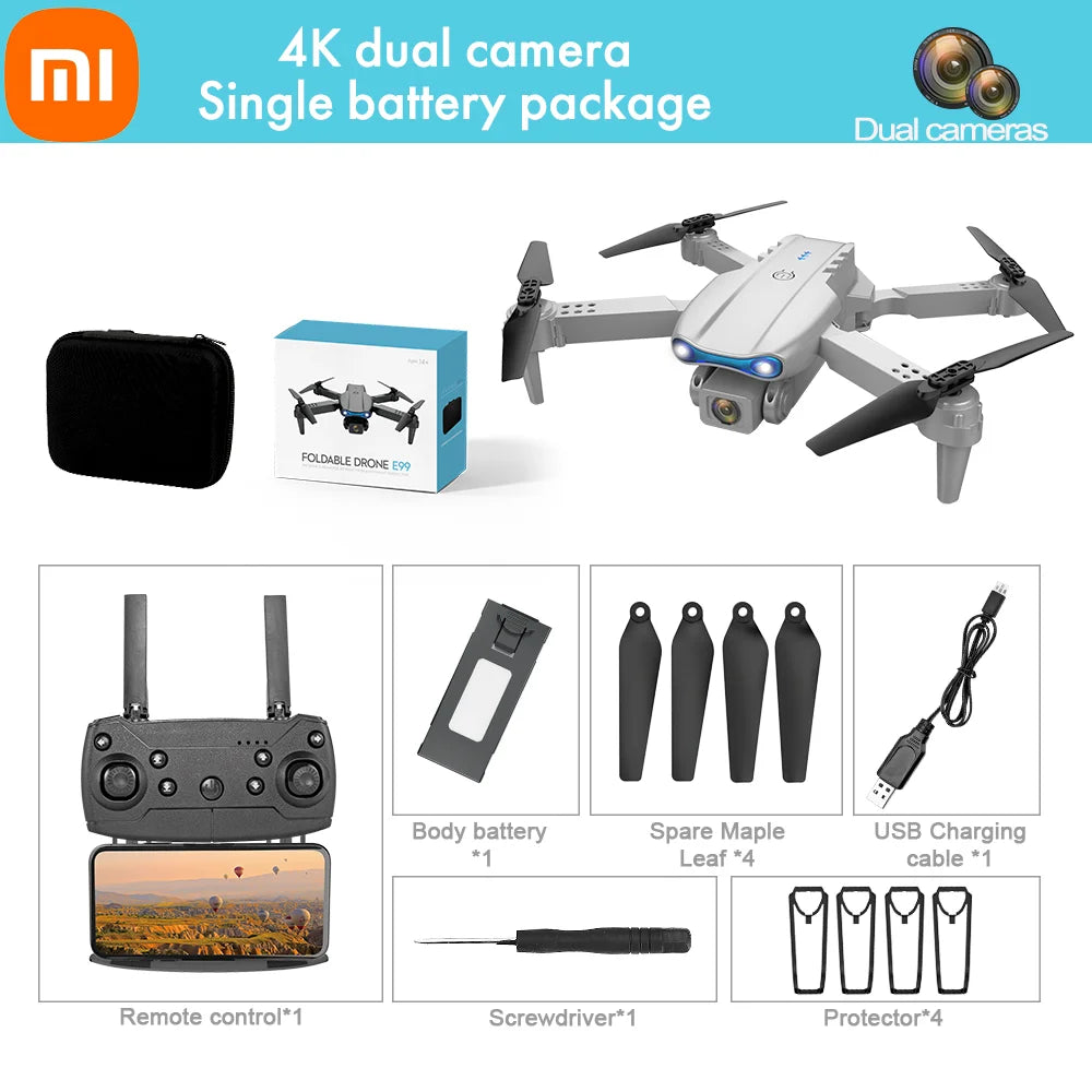Xiaomi E99 Pro RC Drone Quadcopter Remote Control Handle Wide Angle Dual HD 8K Photography Drone 5G WIFI FPV Foldable Helicopter