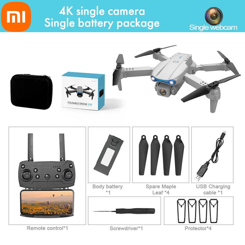Xiaomi E99 Pro RC Drone Quadcopter Remote Control Handle Wide Angle Dual HD 8K Photography Drone 5G WIFI FPV Foldable Helicopter