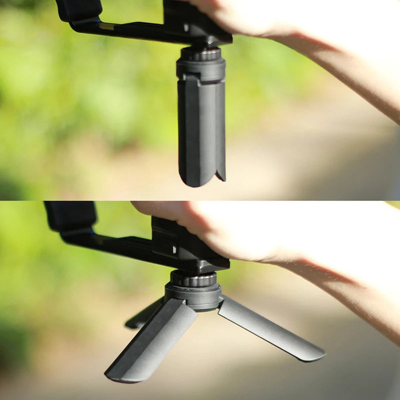 2 in 1 Mini Tripod+L Bracket Stand with 2 Hot Shoe for Zhiyun Smooth Q 4/DJI OM 4 OSMO Mobile2 /Feiyu Gimbal/By-Mm1 Microphone