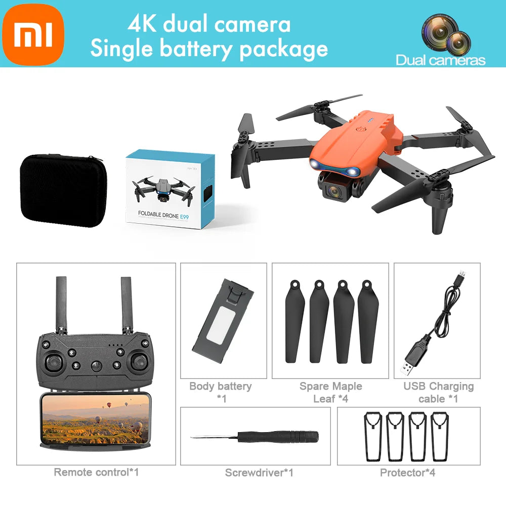 Xiaomi E99 Pro RC Drone Quadcopter Remote Control Handle Wide Angle Dual HD 8K Photography Drone 5G WIFI FPV Foldable Helicopter